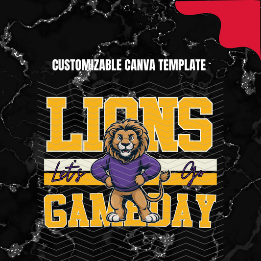 DIGITAL DOWNLOAD ONLY - Customizable - Retro LIONS Mascot Canva Template