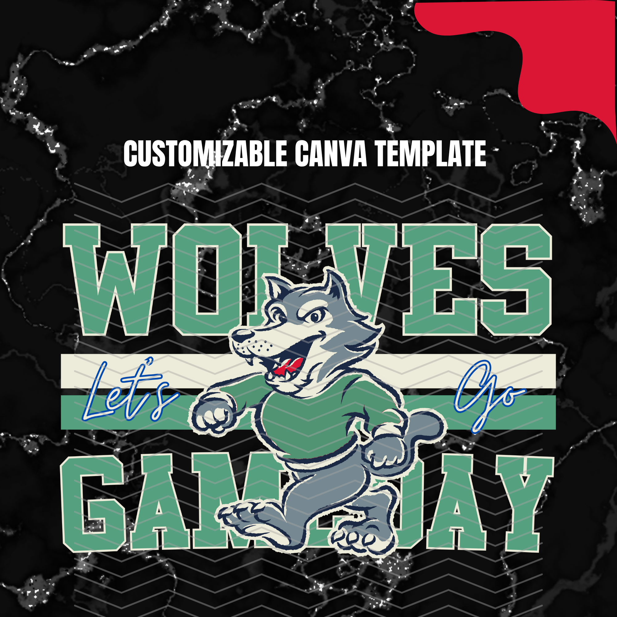 DIGITAL DOWNLOAD ONLY - Customizable - Retro WOLVES Mascot Canva Templ ...