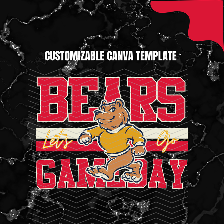 DIGITAL DOWNLOAD ONLY - Customizable - Retro BEARS Mascot Canva Template