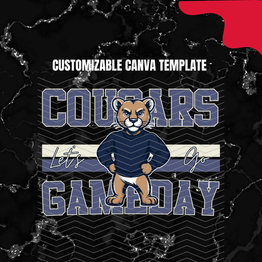 DIGITAL DOWNLOAD ONLY - Customizable - Retro COUGARS Mascot Canva Template