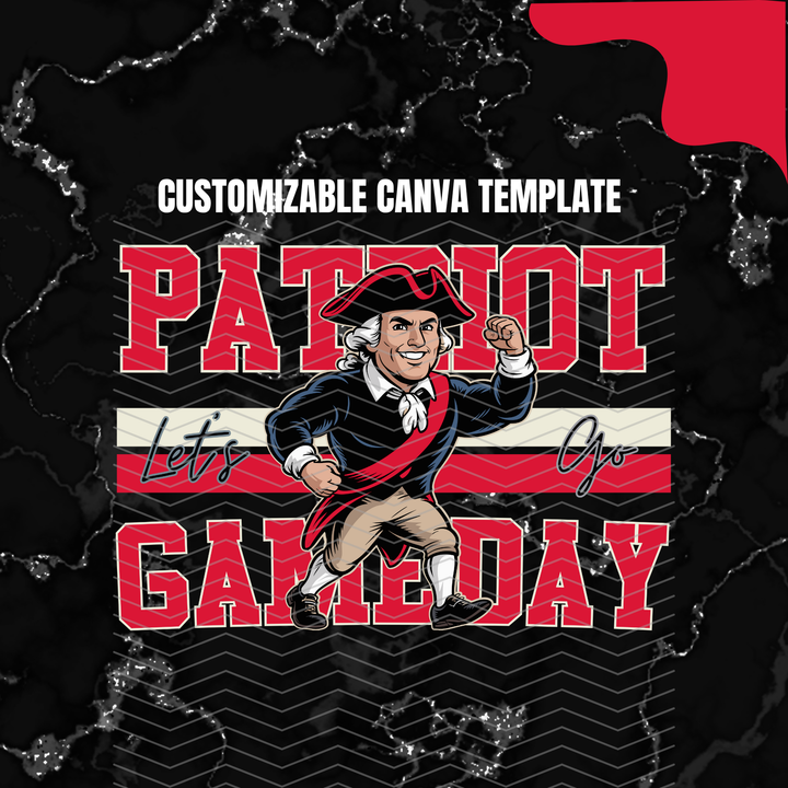 DIGITAL DOWNLOAD ONLY - Customizable - Retro PATRIOTS Mascot Canva Template