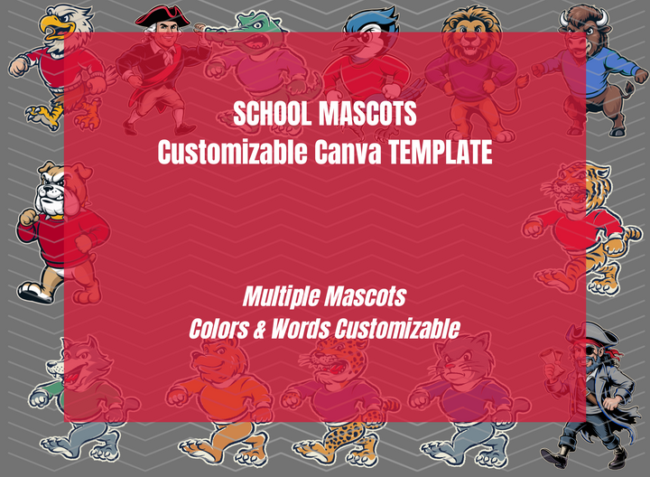 DIGITAL DOWNLOAD ONLY - Customizable - Retro 13 Mascots Canva Template