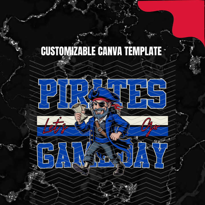 DIGITAL DOWNLOAD ONLY - Customizable - Retro PIRATES Mascot Canva Template