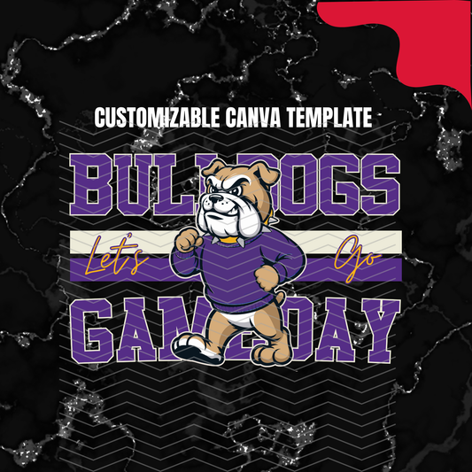 DIGITAL DOWNLOAD ONLY - Customizable - Retro Bulldogs Mascot Canva Template