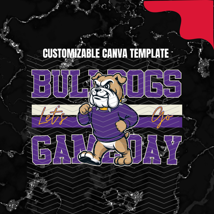 DIGITAL DOWNLOAD ONLY - Customizable - Retro Bulldogs Mascot Canva Template