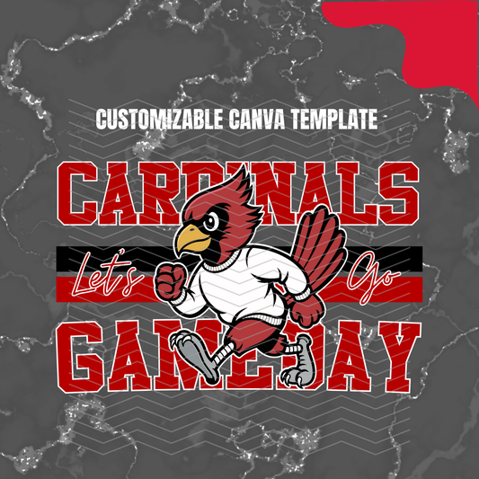 DIGITAL DOWNLOAD ONLY - Customizable - Retro CARDINALS Mascot Canva Template