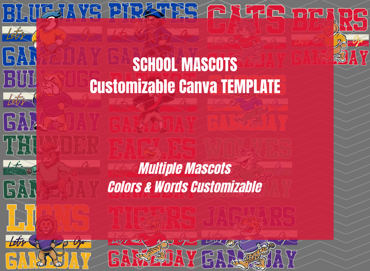 DIGITAL DOWNLOAD ONLY - Customizable - Retro 13 Mascots Canva Template
