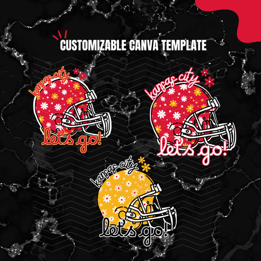 DIGITAL DOWNLOAD ONLY - Customizable - Daisy Football Helmet Canva Template