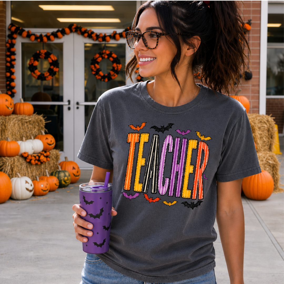 DTF TRANSFER ONLY  - Halloween Teacher Bats