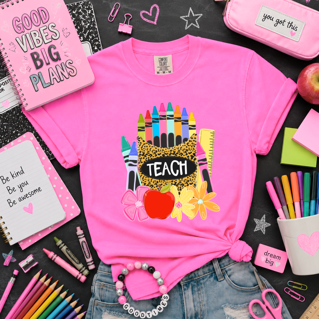 DTF TRANSFER ONLY - Leopard Crayon Box Teach