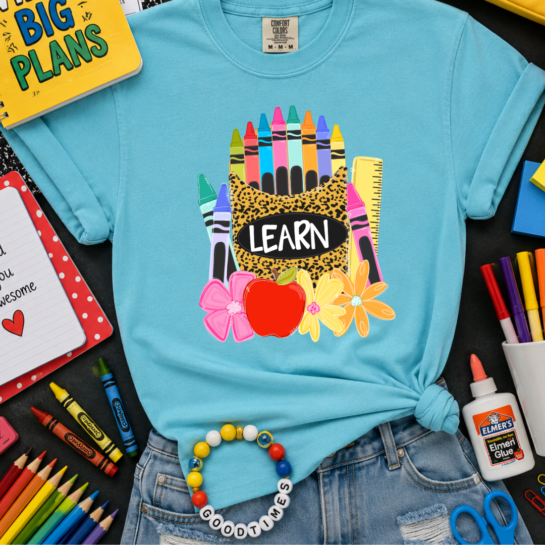 DTF TRANSFER ONLY - Leopard Crayon Box Learn