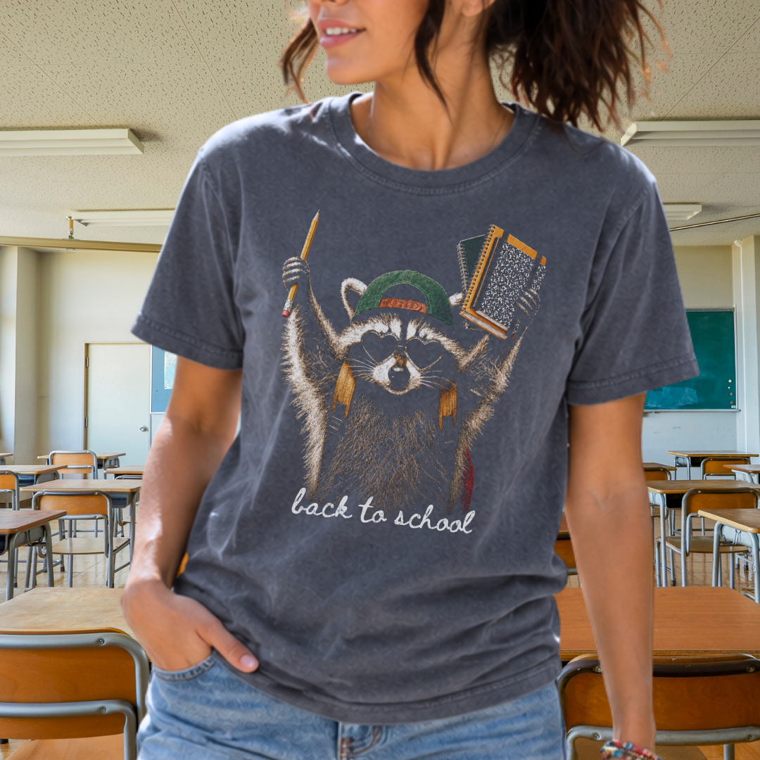 DTF TRANSFER ONLY  - Racoon Back to School
