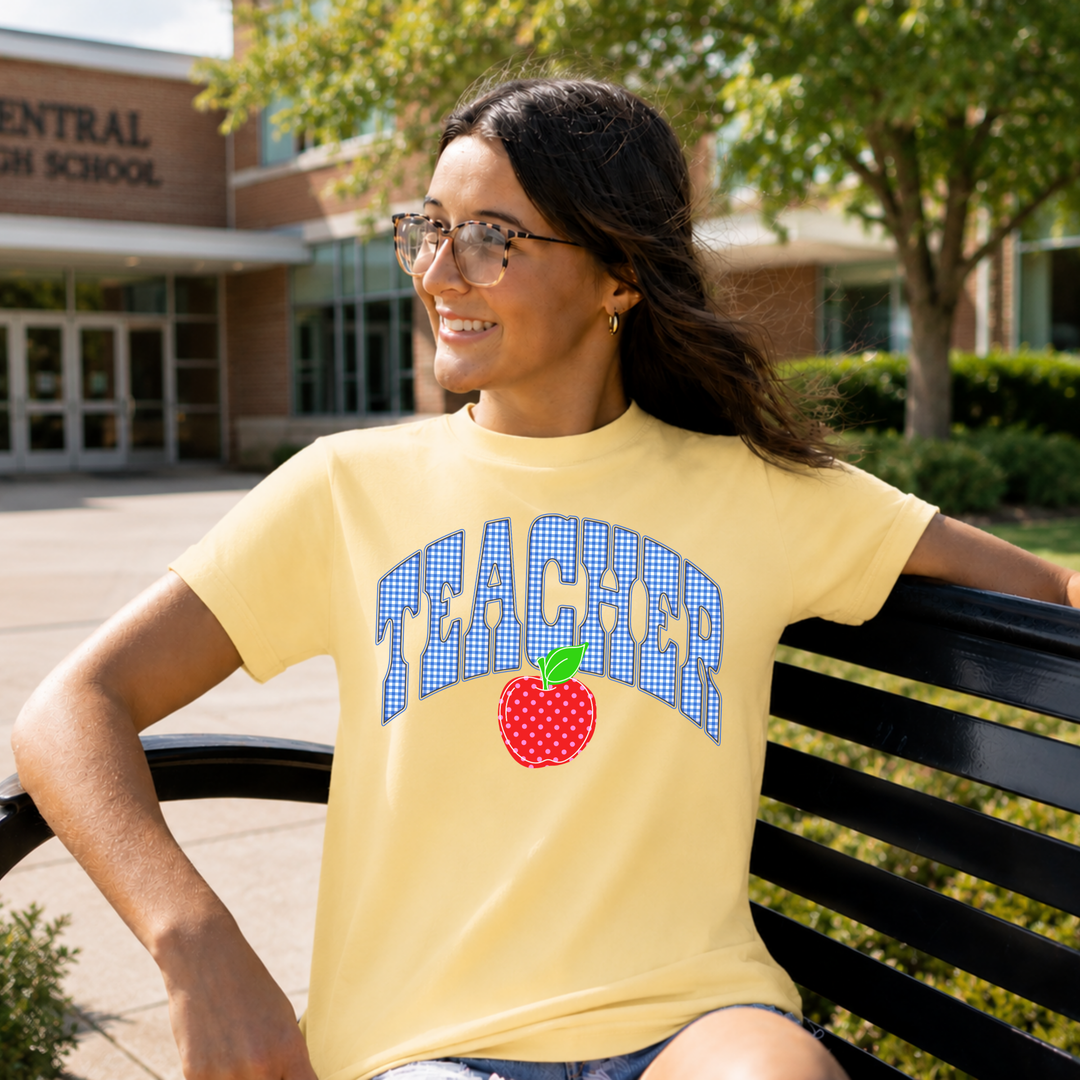 DTF TRANSFER ONLY - Varsity Teacher Apple Letters