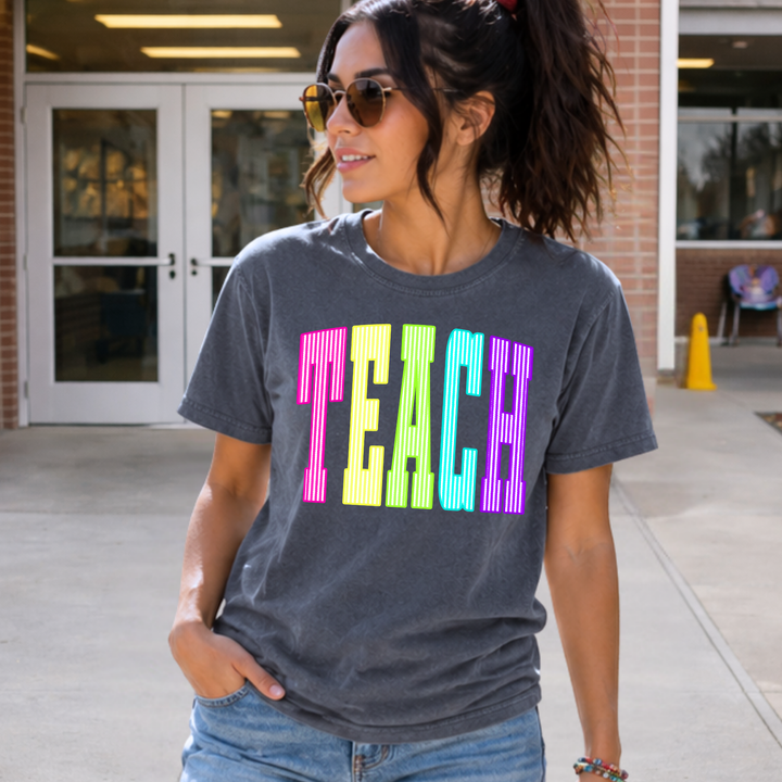 DTF TRANSFER ONLY - Colored Stripes Teach