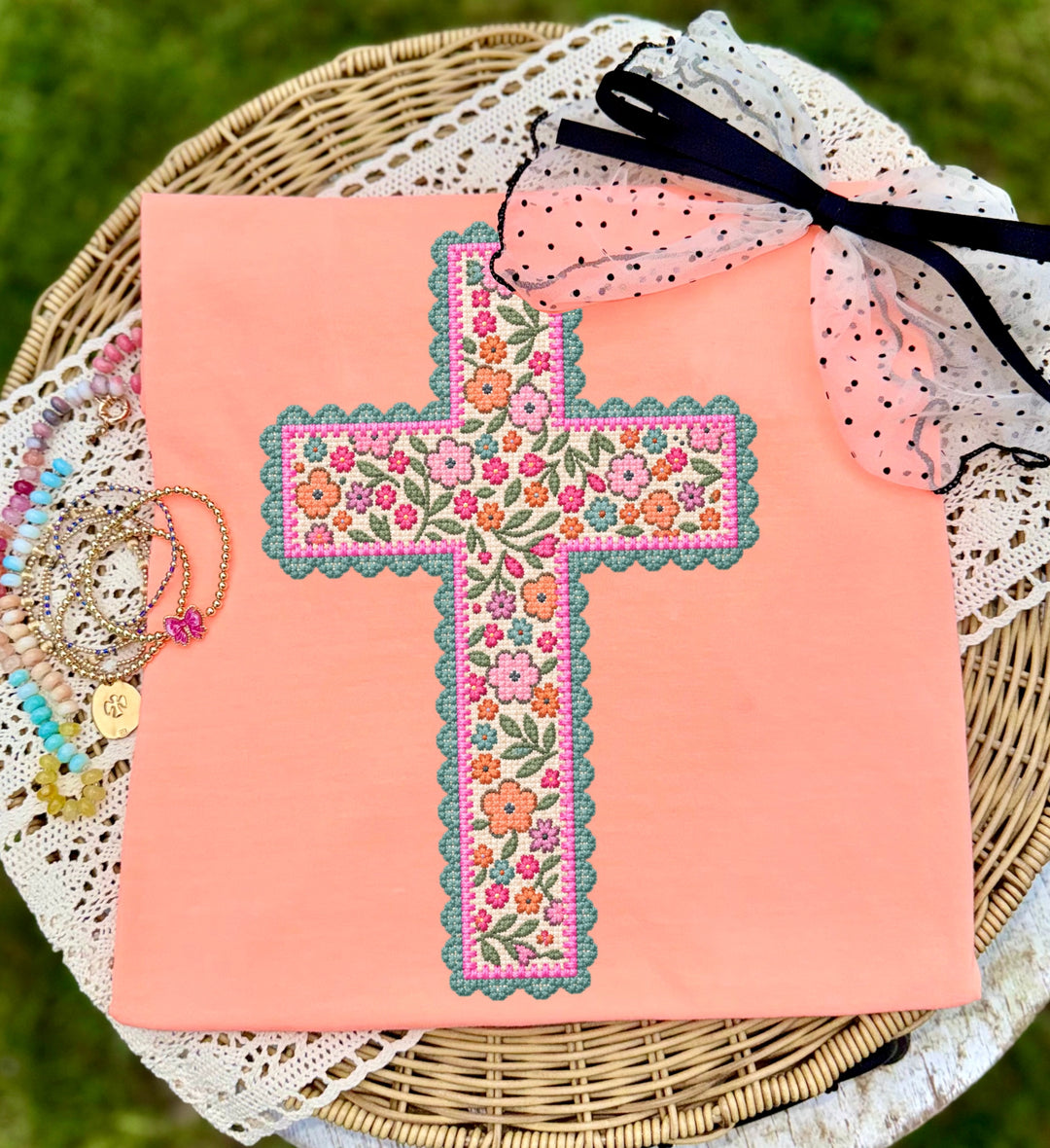 DTF TRANSFER ONLY  - Faux Cross Stich Cross