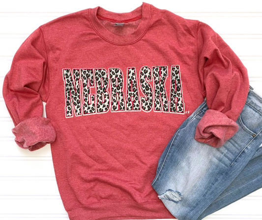 DTF TRANSFER ONLY  - Leopard Nebraska Block Letters