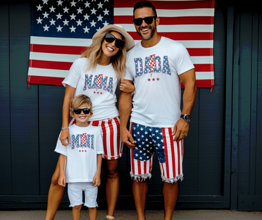 DTF TRANSFER ONLY -MAMA Family Patriotic Lightning Bolt