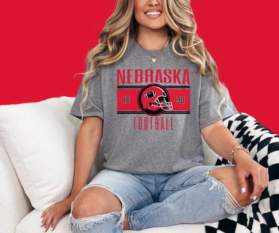 DTF TRANSFER ONLY  - Vintage Red & Black Nebraska Football