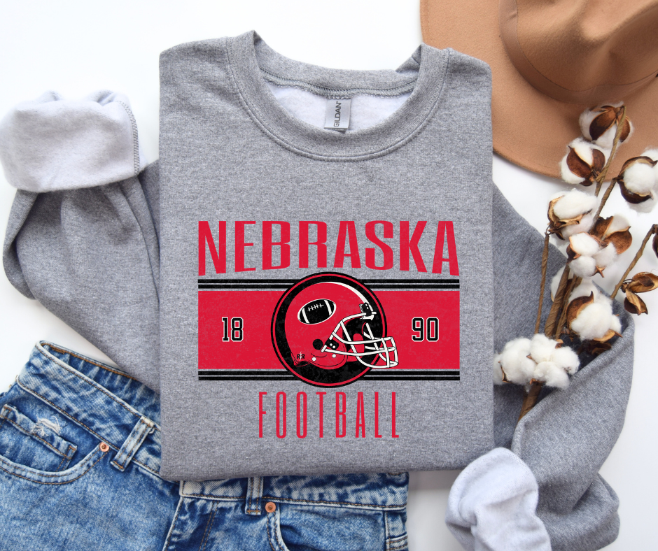 DTF TRANSFER ONLY  - Vintage Red & Black Nebraska Football