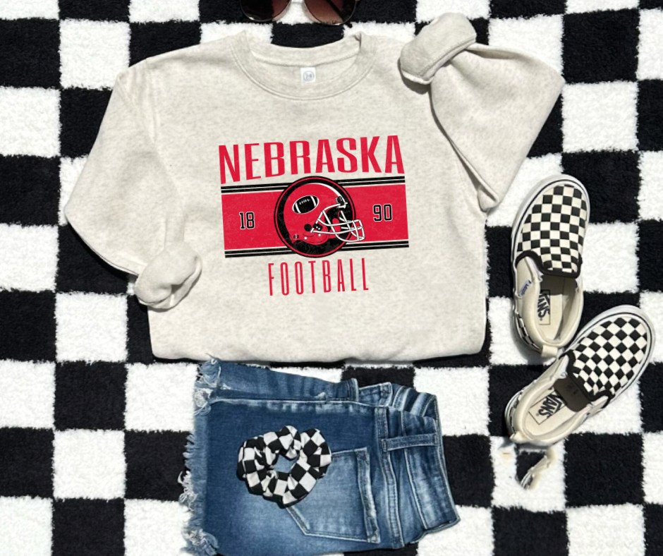 DTF TRANSFER ONLY  - Vintage Red & Black Nebraska Football