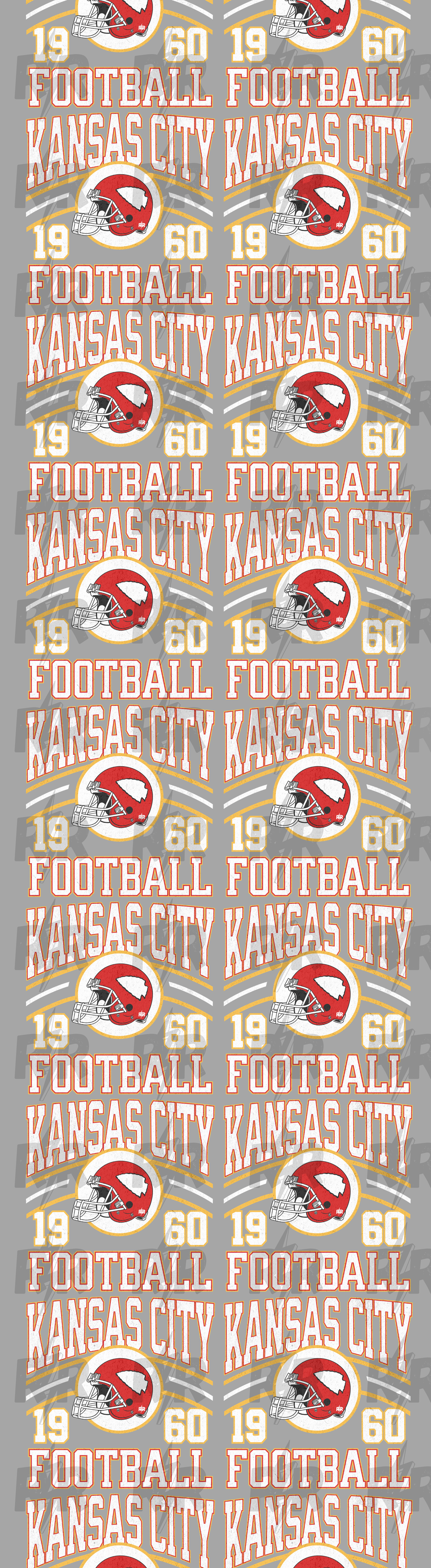 DTF TRANSFER ONLY  - White Retro Kansas City Football 1960 Helmet 120in Pre-Made Gang Sheet