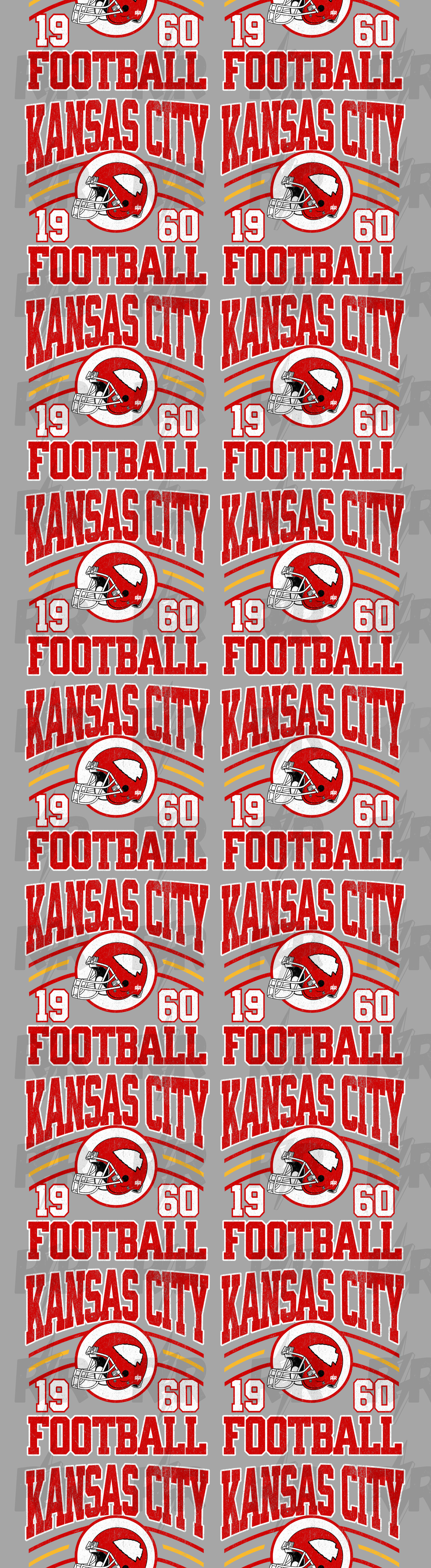 DTF TRANSFER ONLY  - Red Retro Kansas City Football 1960 Helmet 120in Pre-Made Gang Sheet