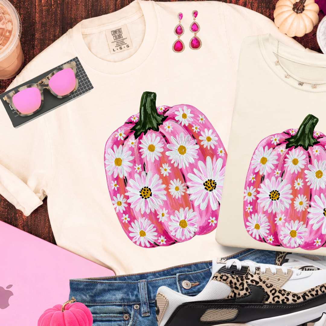 DTF TRANSFER ONLY  - Painted Daisy Pumpkins