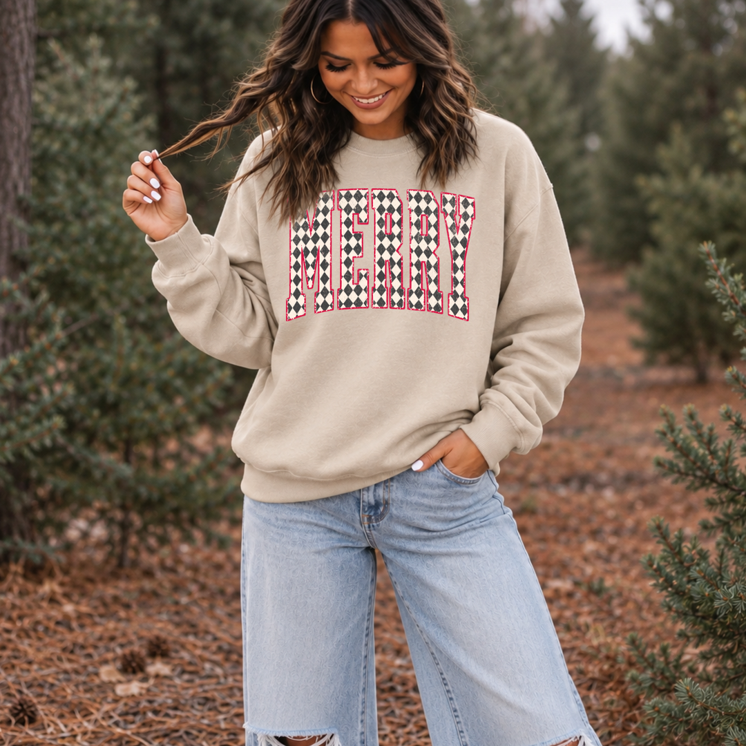 DTF TRANSFER ONLY  - Merry Checkered Diamond