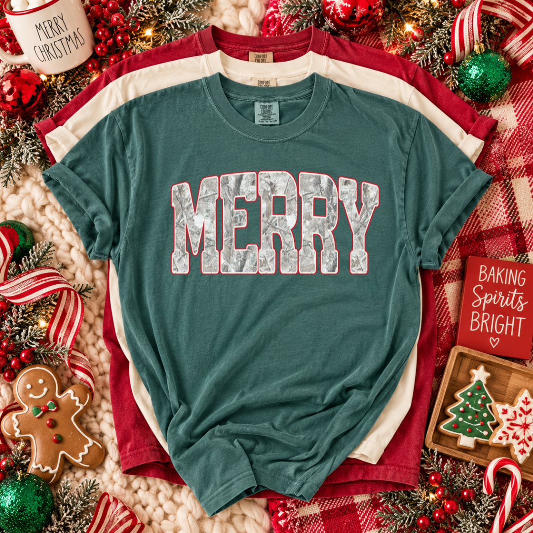 DTF TRANSFER ONLY  - Snow Camo Merry