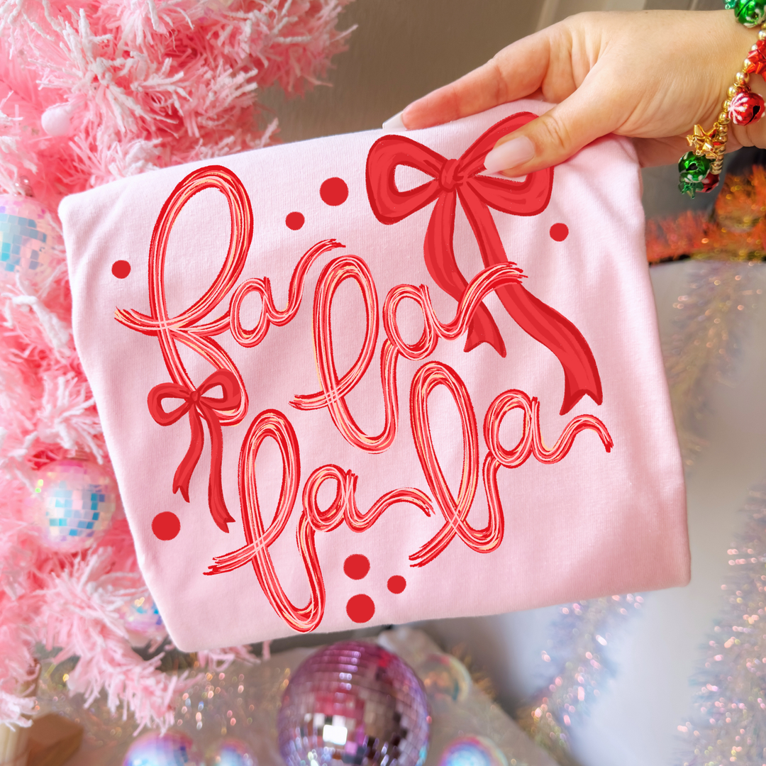 DTF TRANSFER ONLY  - Red Bow Fa la la la
