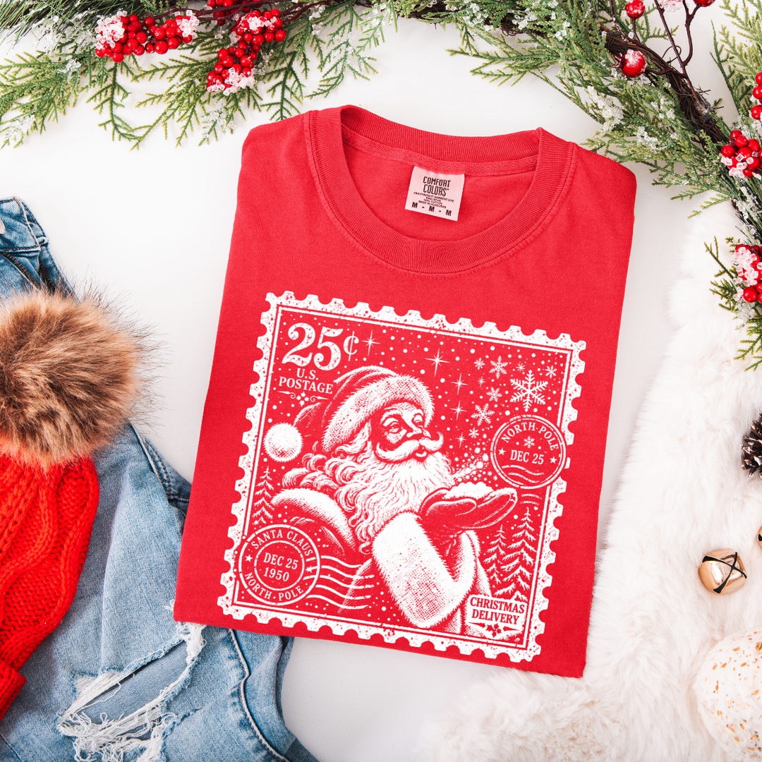 DTF TRANSFER ONLY  - Santa Postage Stamp
