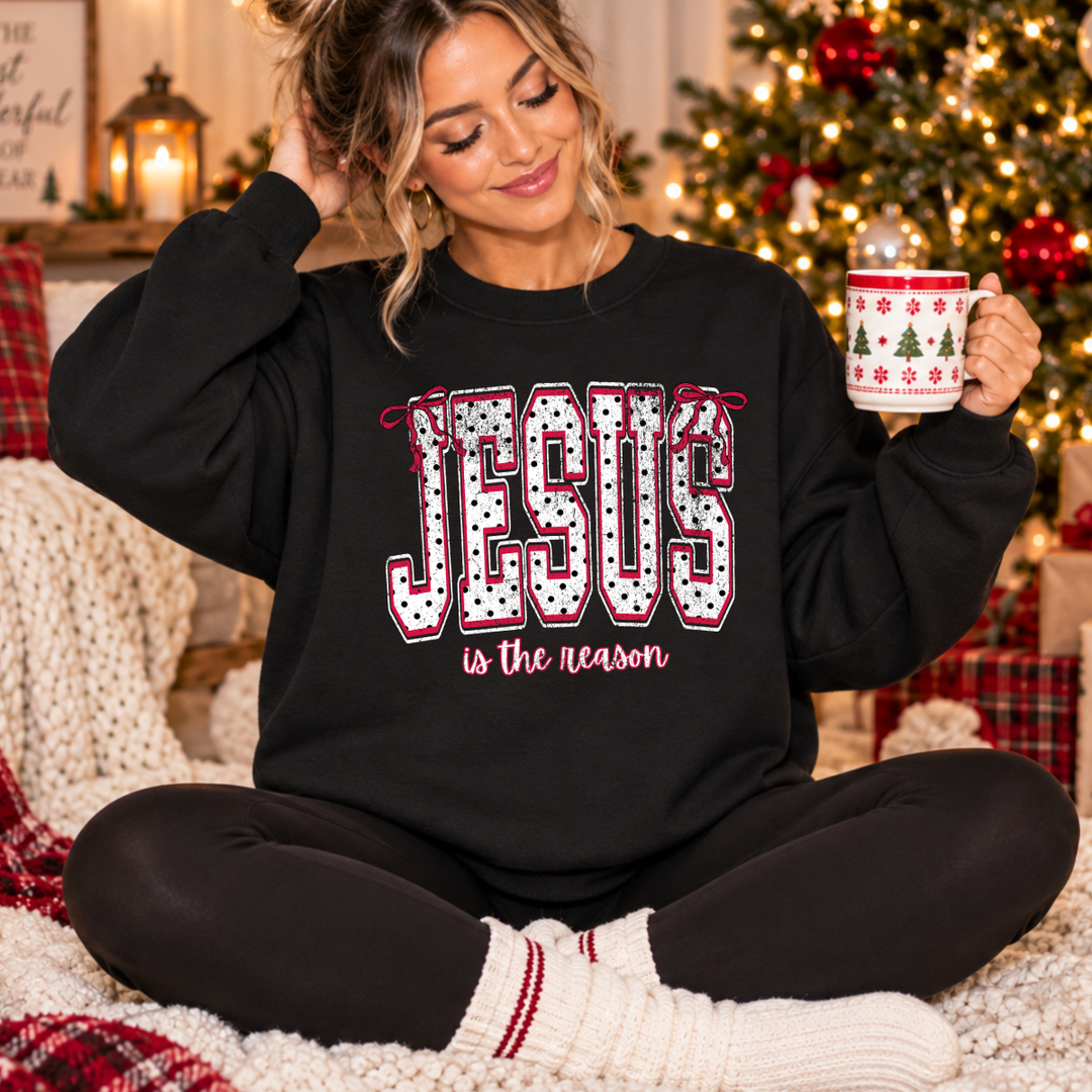 DTF TRANSFER ONLY  - Distressed Jesus is the Reason Polka Dot