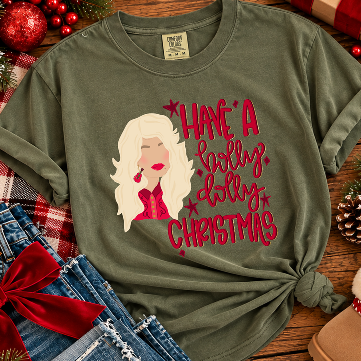DTF TRANSFER ONLY  - Holly Dolly Christmas Hand Drawn Design