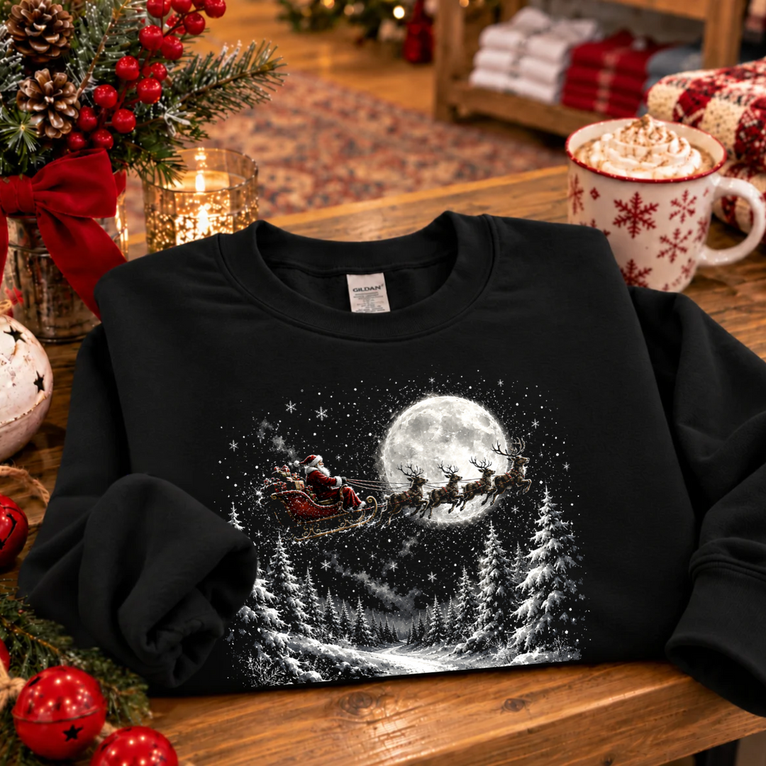 DTF TRANSFER ONLY  - Moonlit Santa's Sleigh