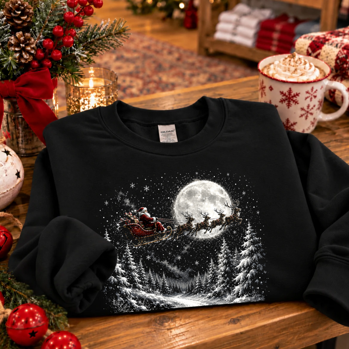 DTF TRANSFER ONLY  - Moonlit Santa's Sleigh