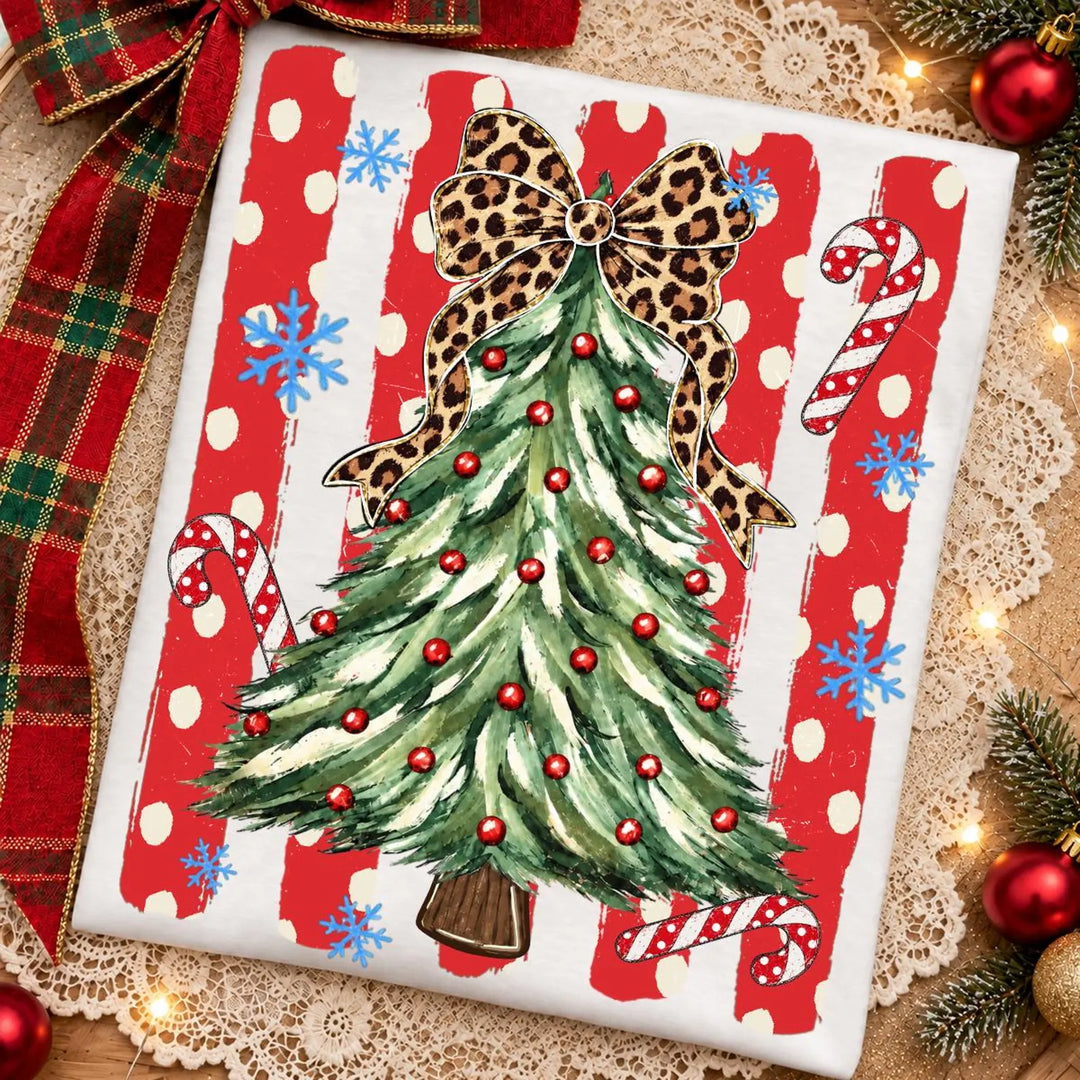 DTF TRANSFER ONLY  - Retro Christmas Tree Polka Dots
