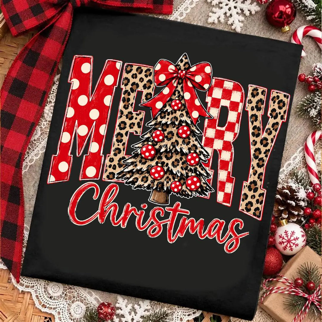 DTF TRANSFER ONLY  - Retro Merry Christmas Polka Dots