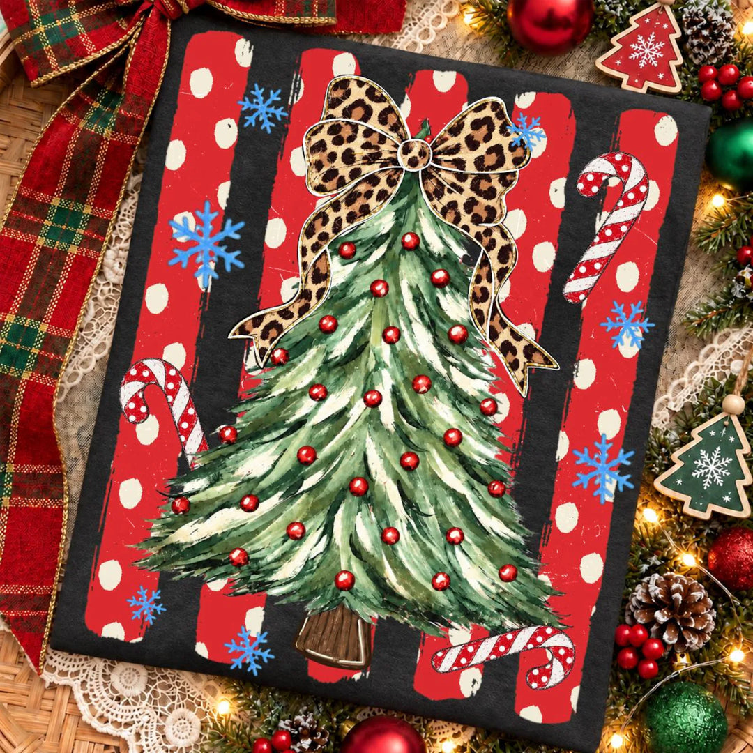 DTF TRANSFER ONLY  - Retro Christmas Tree Polka Dots