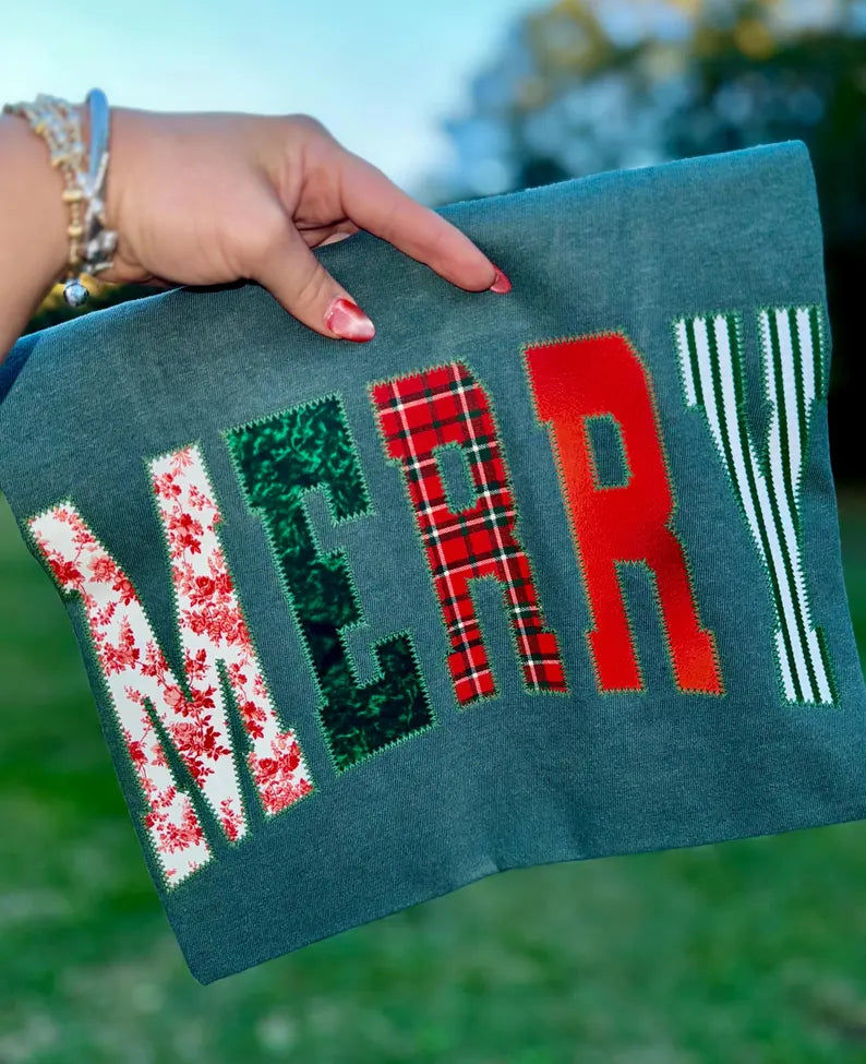 DTF TRANSFER ONLY  - Patterned Merry