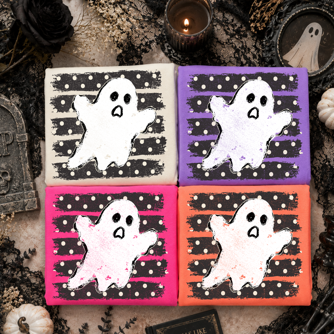 DTF TRANSFER ONLY  - Distressed Polka Dot Ghost