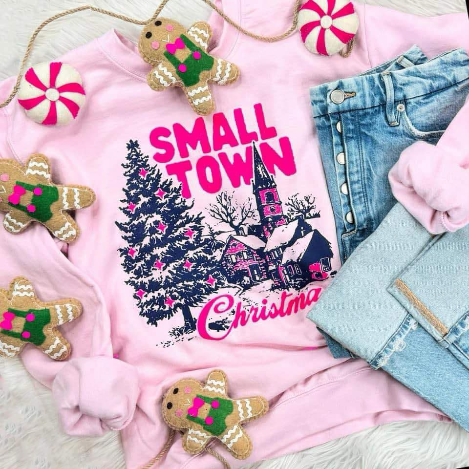 DTF TRANSFER ONLY  - Pink Small Town Christmas