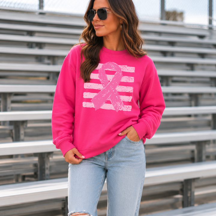 DTF TRANSFER ONLY - Striped Breast Cancer Ribbon