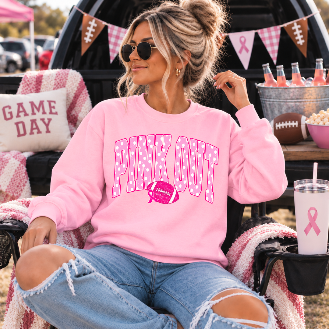 DTF TRANSFER ONLY - Polka Dot Pink Out Football