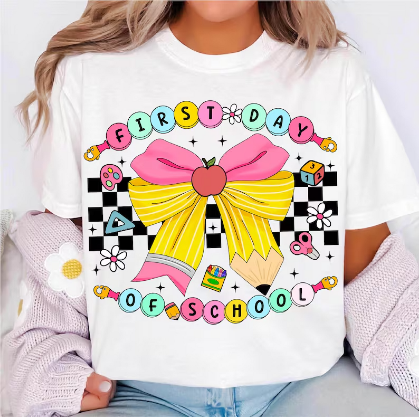 DTF TRANSFER ONLY  - First Day of School Pencil Bow